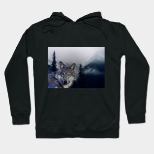 wolf and mountain Hoodie